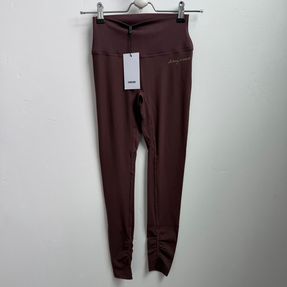 Gymshark x Whitney Simmons Rib Waist Leggings Cherry Chocolate sz small S NWT